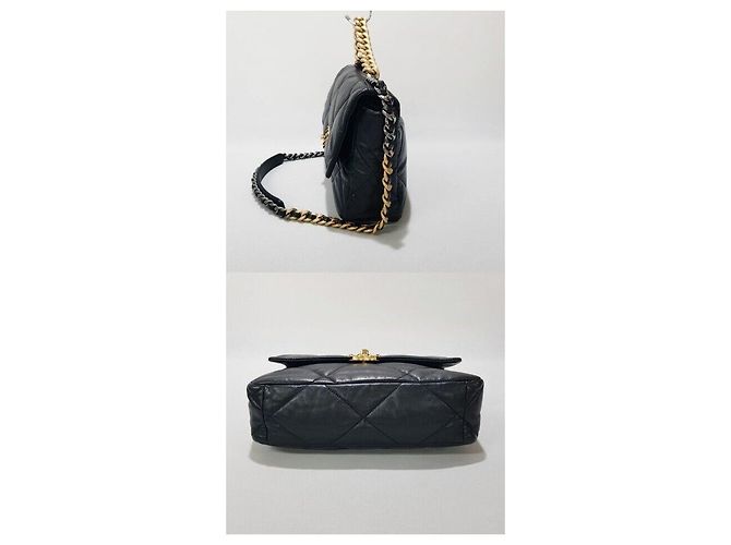 Chanel Bolsa com aba Large em pele de cabra Preto - vista 4
