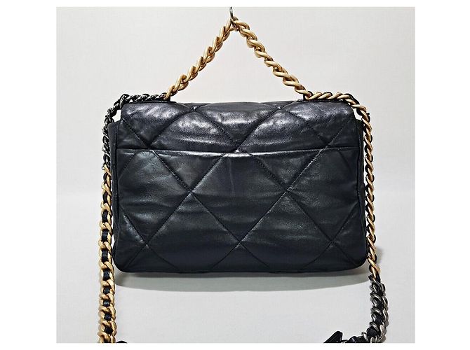 Chanel Bolsa com aba Large em pele de cabra Preto - vista 5