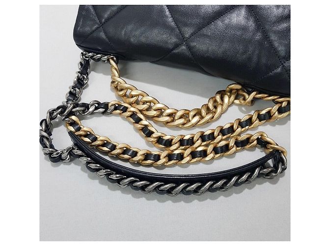 Chanel Bolsa com aba Large em pele de cabra Preto - vista 6
