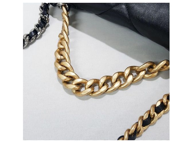 Chanel Bolsa com aba Large em pele de cabra Preto - vista 7