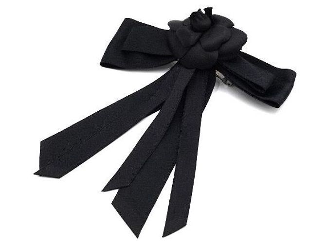 Chanel Fermi capelli con fiocco e camelia nera Nero - vista 2