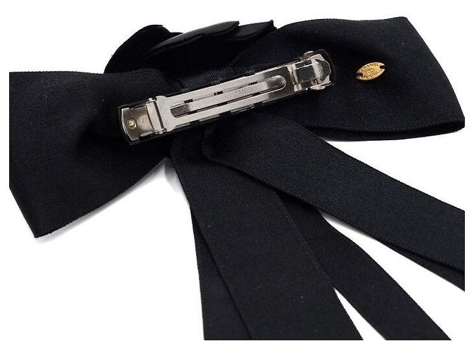 Chanel Fermi capelli con fiocco e camelia nera Nero - vista 5