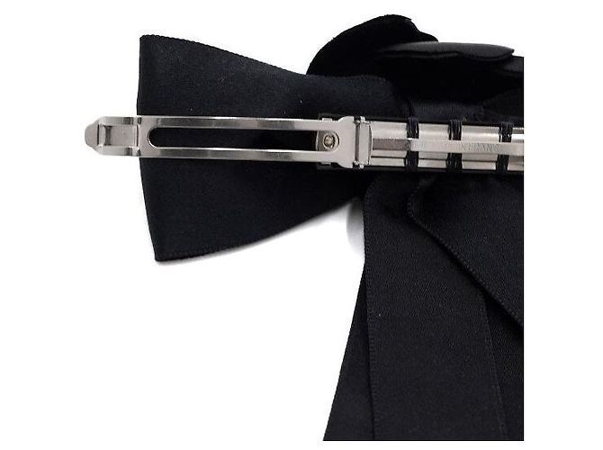 Chanel Fermi capelli con fiocco e camelia nera Nero - vista 6