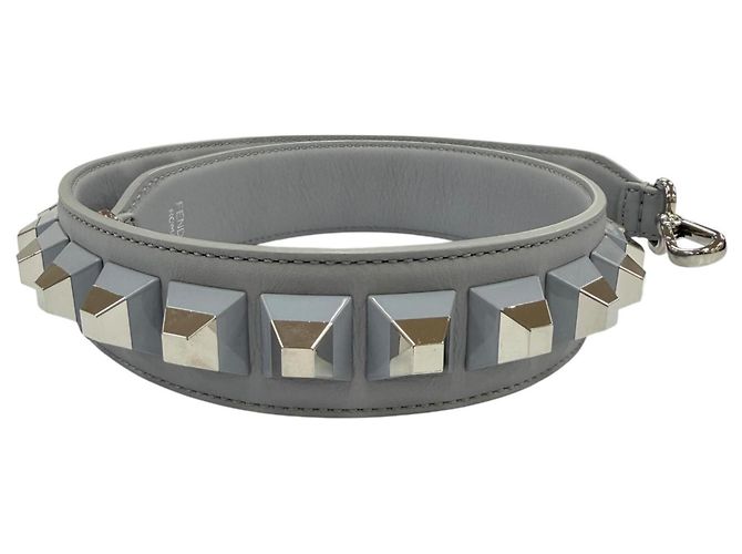 Tracolla in pelle grigia Fendi 8AV077 Marrone - vista 2