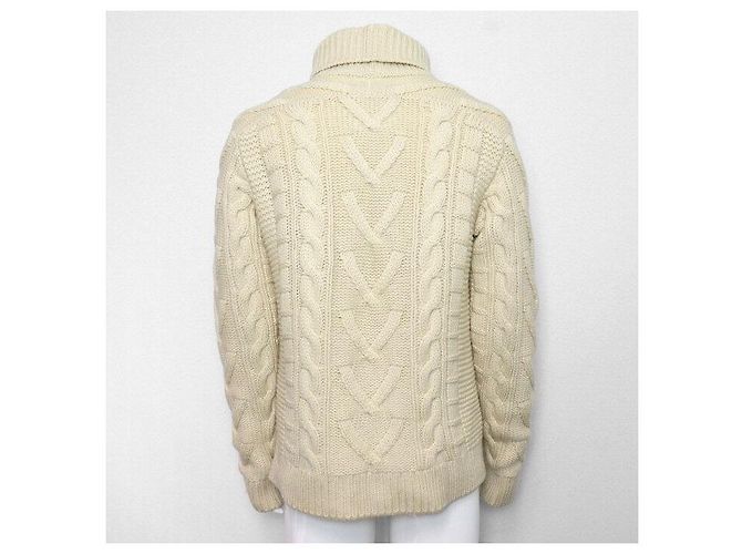 Louis Vuitton Elfenbeinfarbener Rollkragenpullover mit Zopfstrick für Herren Weiß - Ansicht 4