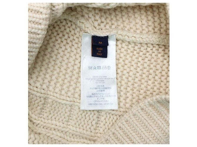 Louis Vuitton Elfenbeinfarbener Rollkragenpullover mit Zopfstrick für Herren Weiß - Ansicht 7