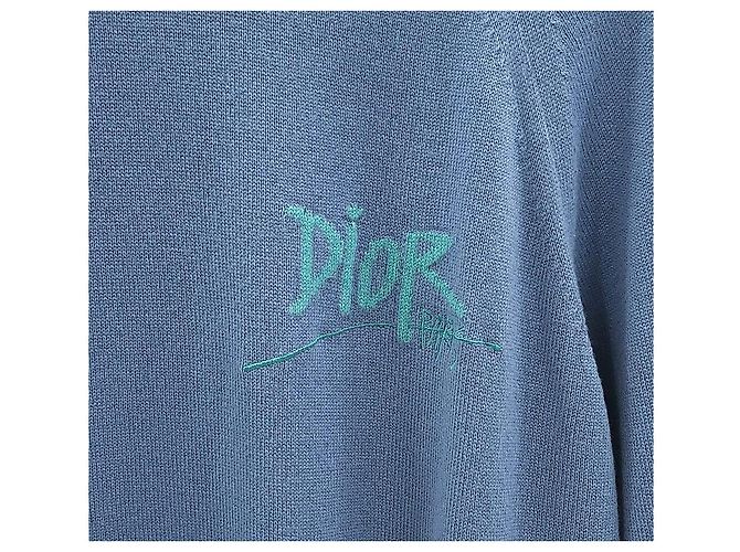 Dior Shawn Stussy Logo Round Knit Azul - vista 4
