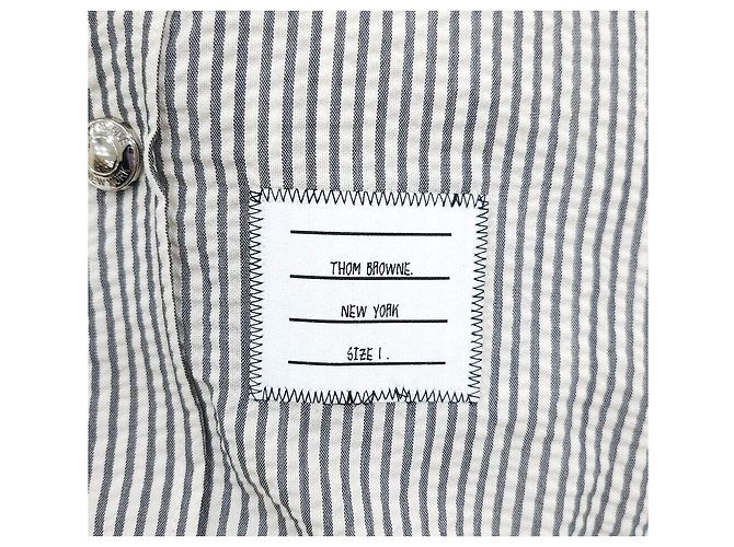 Thom Browne Giacca-camicia in seersucker a righe in lana - vista 5