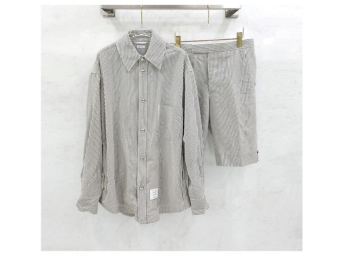 Thom Browne Giacca-camicia in seersucker a righe in lana - vista 7