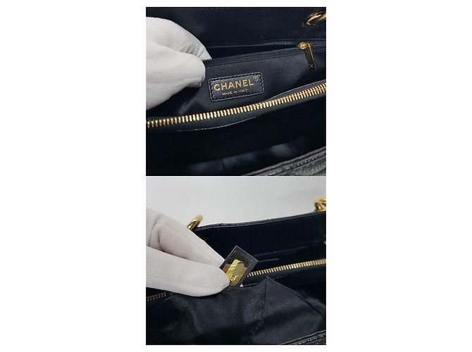 Chanel Serie di borse a tracolla Caviar Grand Shopping Chain Nero - vista 9