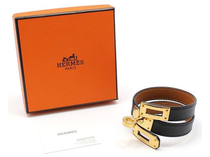 Hermès Pulsera Kelly de doble correa chapada en oro Castaño - vista 2