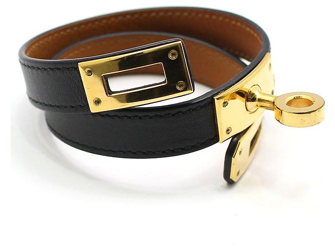 Hermès Pulsera Kelly de doble correa chapada en oro Castaño - vista 4