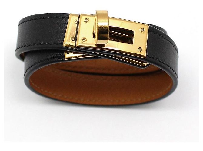 Hermès Pulsera Kelly de doble correa chapada en oro Castaño - vista 6