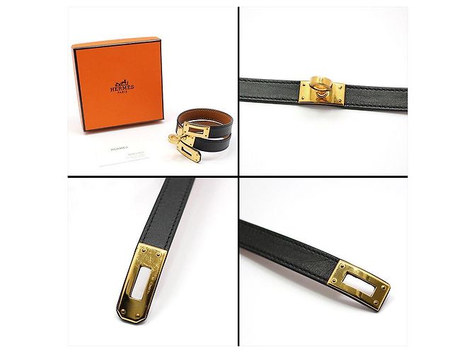 Hermès Pulsera Kelly de doble correa chapada en oro Castaño - vista 7