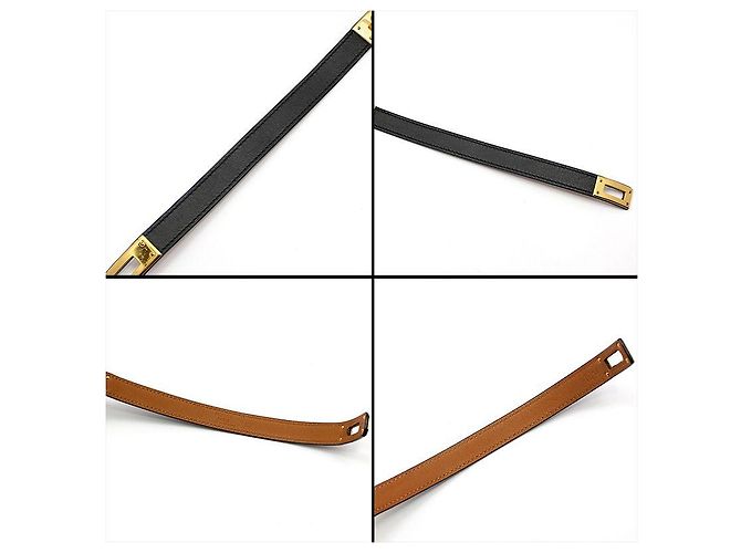 Hermès Pulsera Kelly de doble correa chapada en oro Castaño - vista 8