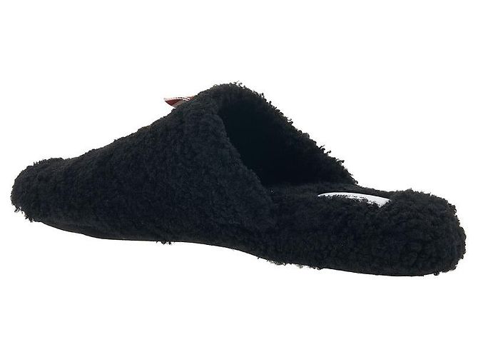Thom Browne Pantofole in shearling da uomo con etichetta logo Nero - vista 3
