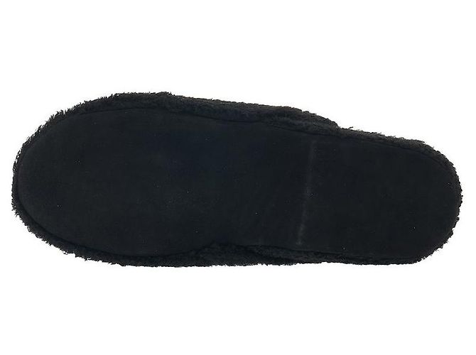 Thom Browne Pantofole in shearling da uomo con etichetta logo Nero - vista 5