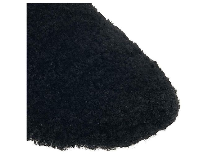 Thom Browne Pantofole in shearling da uomo con etichetta logo Nero - vista 9