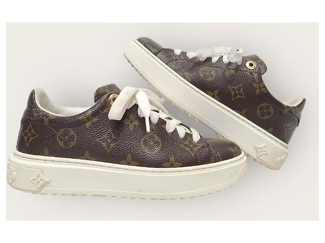 Louis Vuitton Sneakers Timeout in canvas Monogram Marrone - vista 5