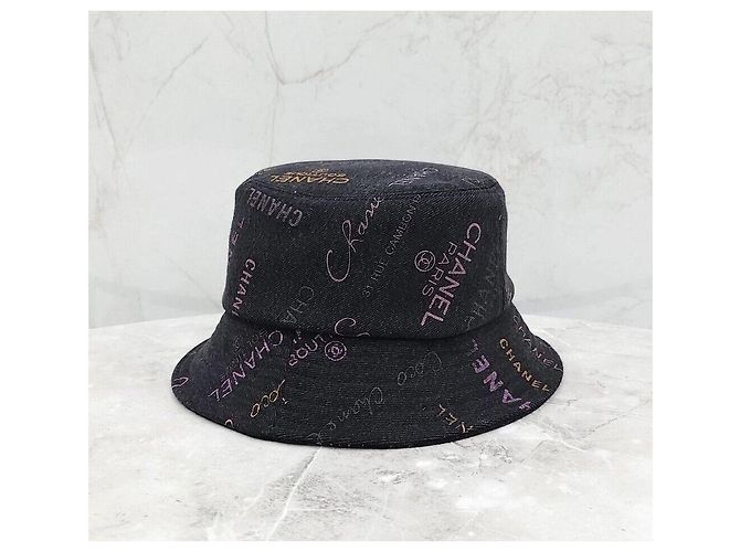 Chanel CC Multi Logo Denim Bucket Hat Schwarz - Ansicht 2