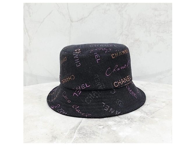 Chanel CC Multi Logo Denim Bucket Hat Schwarz - Ansicht 3