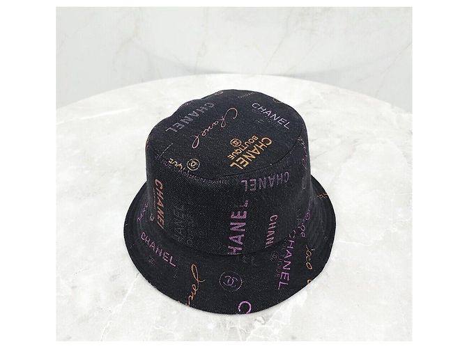 Chanel CC Multi Logo Denim Bucket Hat Schwarz - Ansicht 4