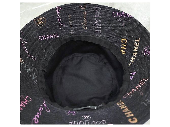 Chanel CC Multi Logo Denim Bucket Hat Schwarz - Ansicht 5