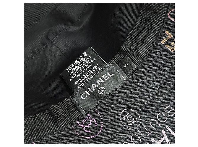 Chanel CC Multi Logo Denim Bucket Hat Schwarz - Ansicht 6