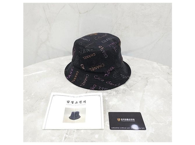 Chanel CC Multi Logo Denim Bucket Hat Schwarz - Ansicht 7