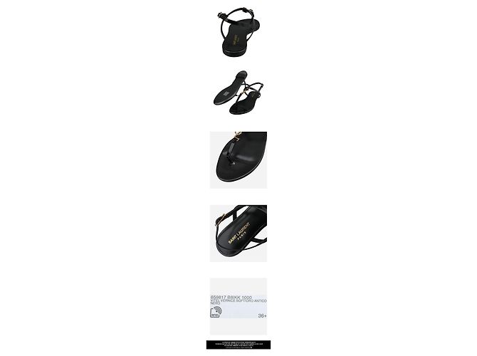 Saint Laurent Sandali bassi Cassandra in vernice - vista 3