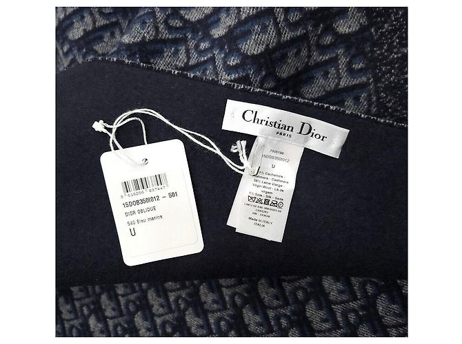 Dior Nuova Coperta in Cashmere Oblique Navy Blu - vista 7