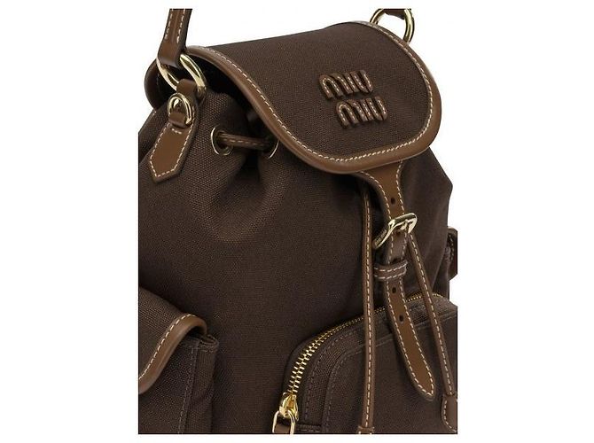 Miu Miu Canvas and Leather Medium Backpack - view 6