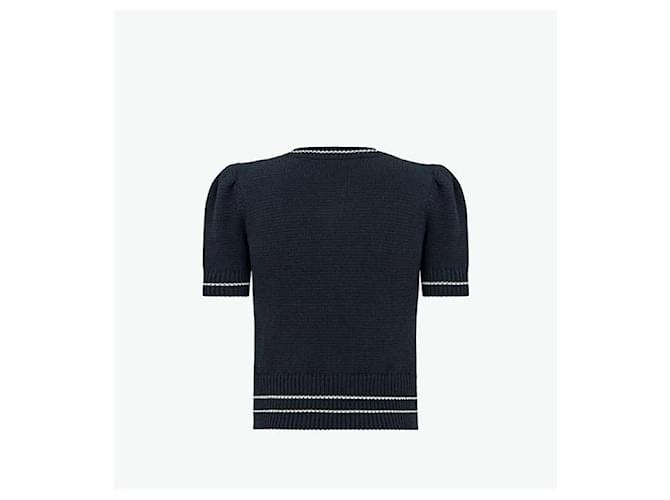 Dior Kaschmir-Wollstrick in Marineblau Schwarz - Ansicht 10