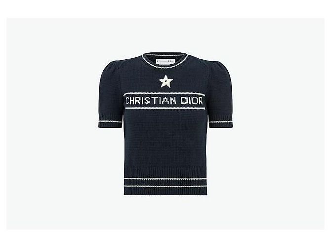 Dior Kaschmir-Wollstrick in Marineblau Schwarz - Ansicht 9