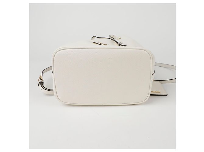 Prada Triangle Logo Bucket Tote Schultertasche Weiß - Ansicht 7