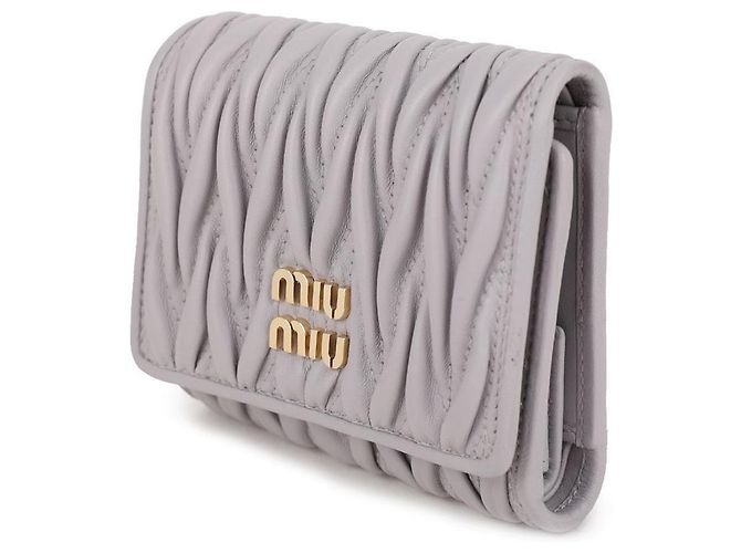 Miu Miu Small Matelassé Napa Leather Wallet Purple - view 4