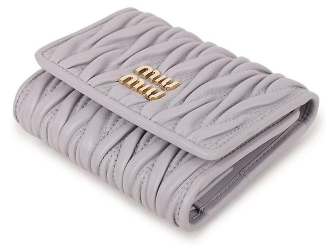 Miu Miu Small Matelassé Napa Leather Wallet Purple - view 6