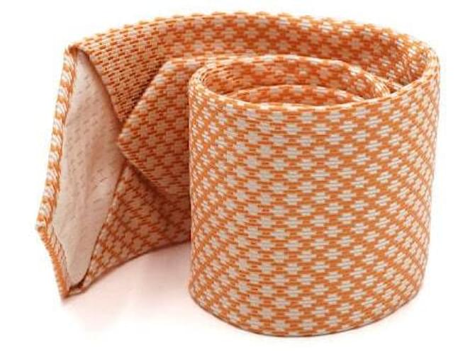 Hermès Cravatta in seta da uomo Orange Blanc Arancione - vista 2