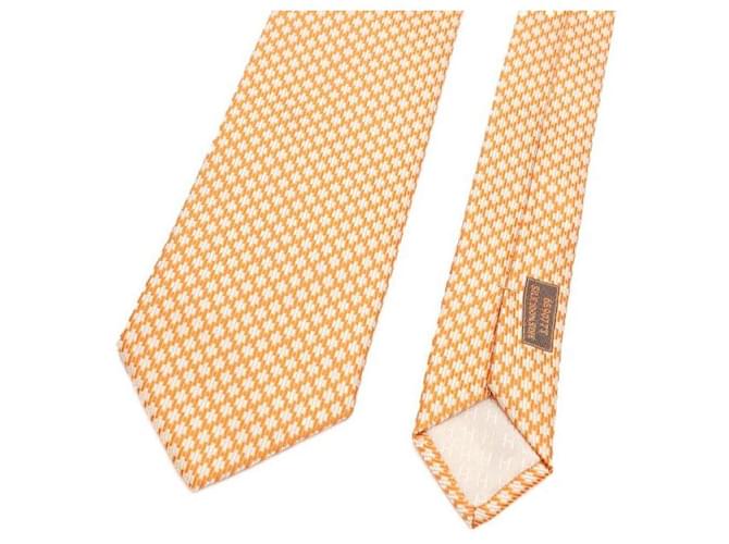 Hermès Cravatta in seta da uomo Orange Blanc Arancione - vista 3