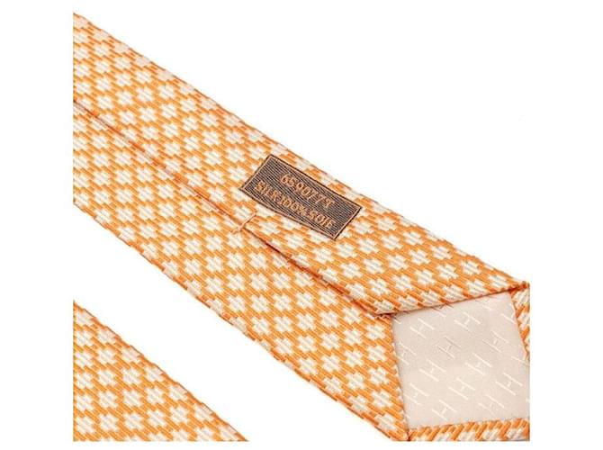 Hermès Cravatta in seta da uomo Orange Blanc Arancione - vista 4
