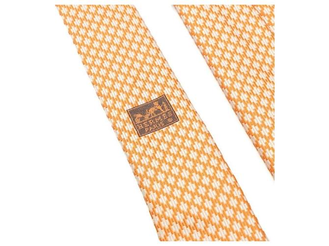 Hermès Cravatta in seta da uomo Orange Blanc Arancione - vista 6