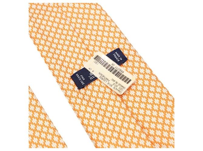 Hermès Cravatta in seta da uomo Orange Blanc Arancione - vista 7
