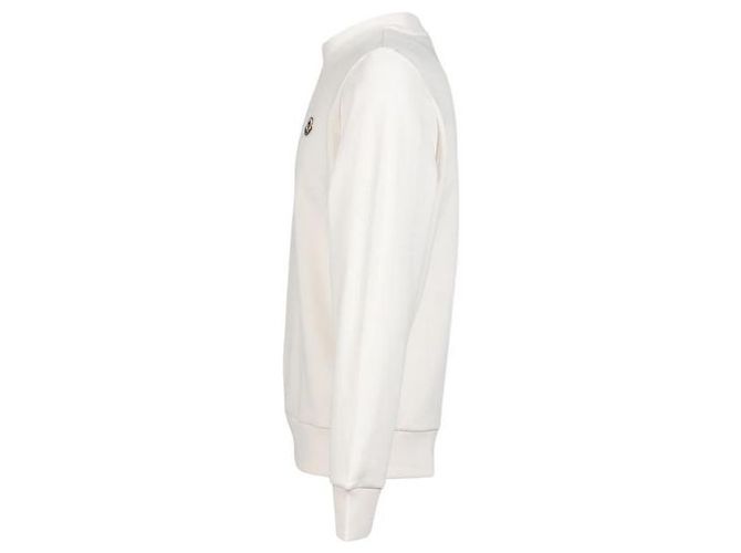 Moncler Felpa in cotone con patch logo Bianco - vista 5
