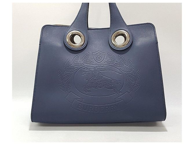 Burberry Borsa Tote Crest Grommet Blu - vista 2