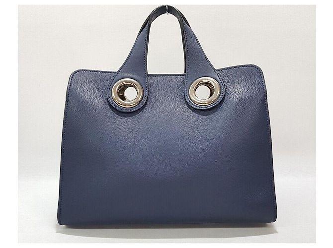 Burberry Borsa Tote Crest Grommet Blu - vista 4