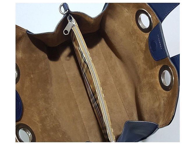 Burberry Borsa Tote Crest Grommet Blu - vista 8
