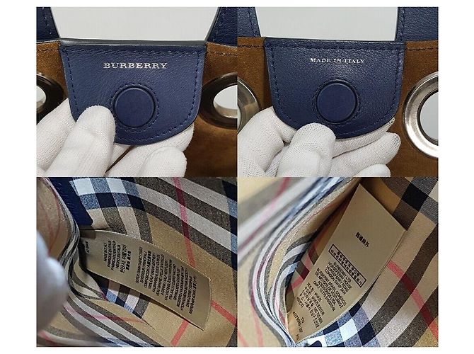 Burberry Borsa Tote Crest Grommet Blu - vista 9