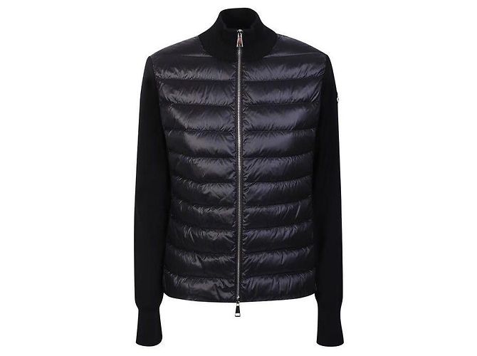 Moncler Gesteppter Wollcardigan mit Reißverschluss Schwarz - Ansicht 4