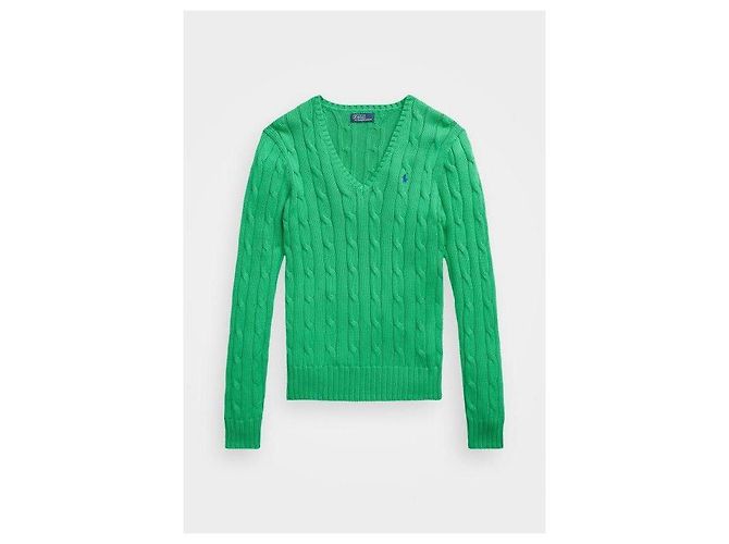 Ralph Lauren V-Neck Strickpullover aus Pima-Baumwolle mit besticktem Pony-Logo Grün - Ansicht 4