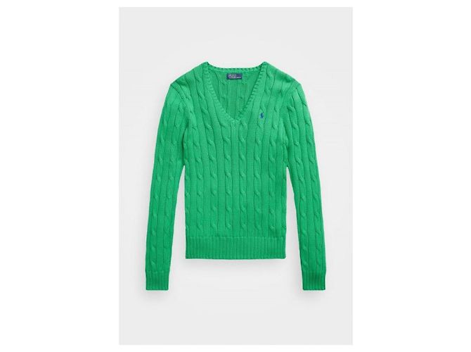 Ralph Lauren V-Neck Strickpullover aus Pima-Baumwolle mit besticktem Pony-Logo Grün - Ansicht 5